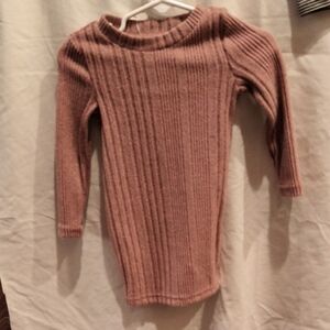 SHEIN Kids Casual Pink Ribbed Sweater Dress
